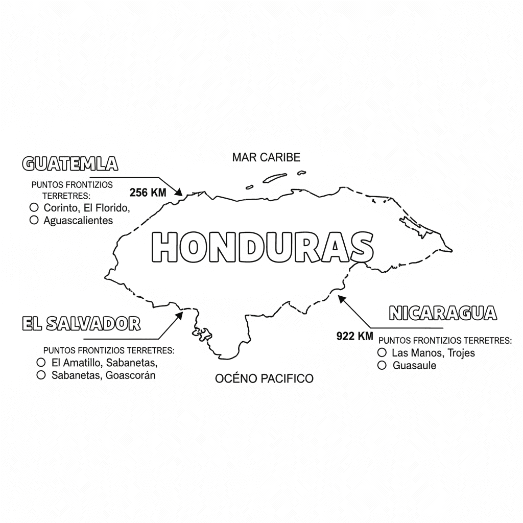 Señale en el mapa del perímetro del territorio nacional, indicado extensión con